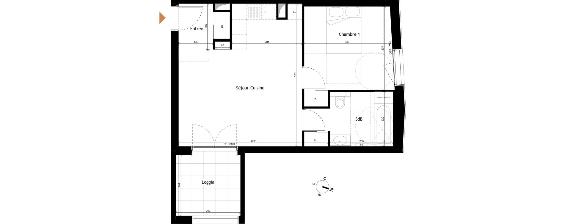 Appartement T2 de 47,60 m2 &agrave; Rochetaill&eacute;e-Sur-Sa&ocirc;ne Centre