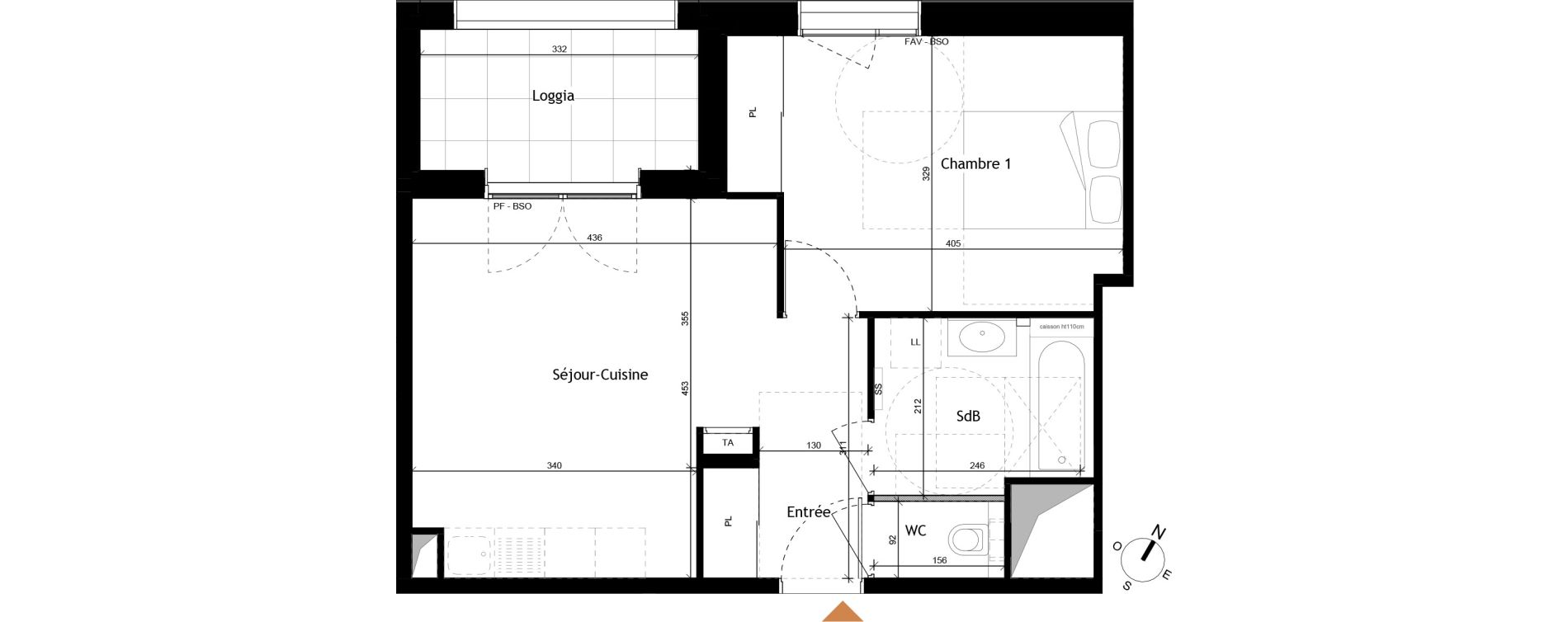 Appartement T2 de 43,66 m2 &agrave; Rochetaill&eacute;e-Sur-Sa&ocirc;ne Centre
