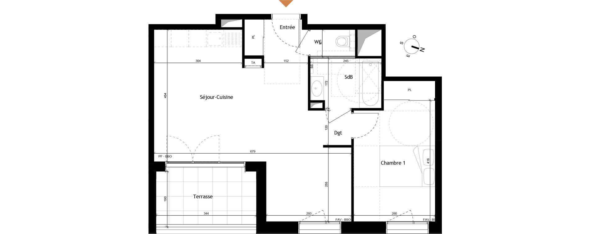 Appartement T2 de 50,97 m2 &agrave; Rochetaill&eacute;e-Sur-Sa&ocirc;ne Centre