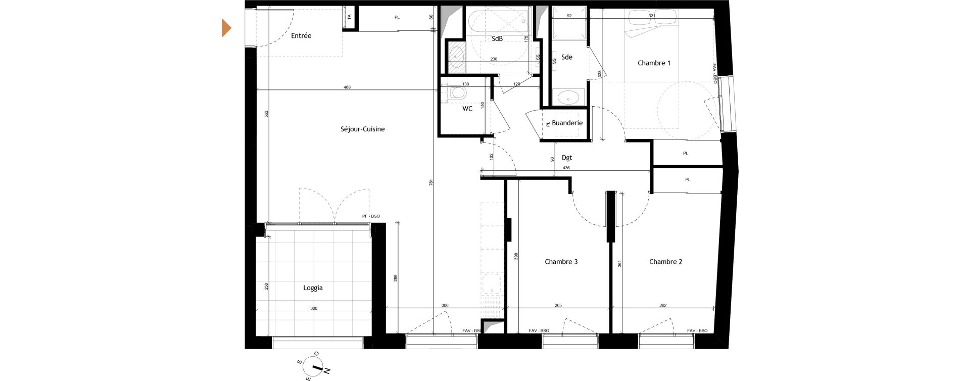 Appartement T4 de 86,65 m2 &agrave; Rochetaill&eacute;e-Sur-Sa&ocirc;ne Centre