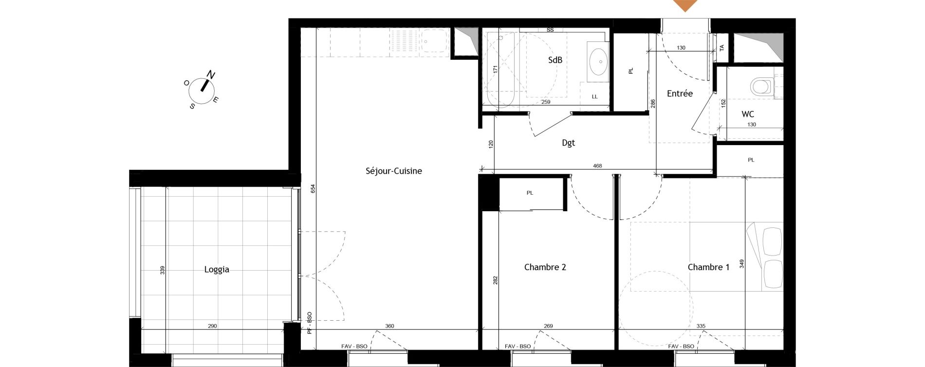 Appartement T3 de 60,49 m2 &agrave; Rochetaill&eacute;e-Sur-Sa&ocirc;ne Centre
