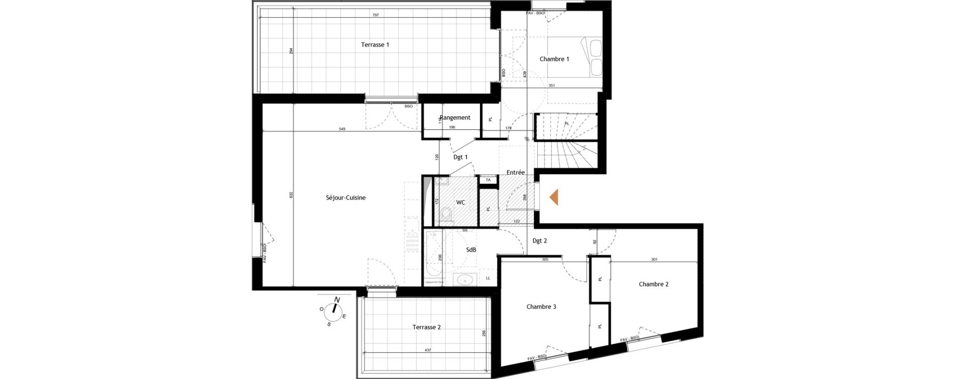 Duplex T5 de 118,61 m2 &agrave; Rochetaill&eacute;e-Sur-Sa&ocirc;ne Centre