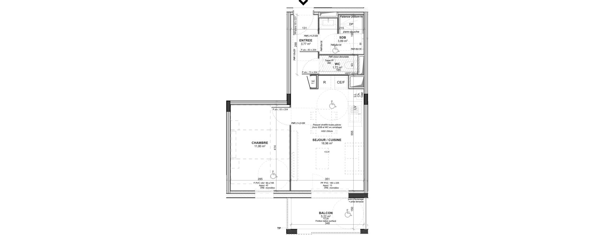 Appartement T2 de 40,14 m2 &agrave; Saint-Bonnet-De-Mure Centre