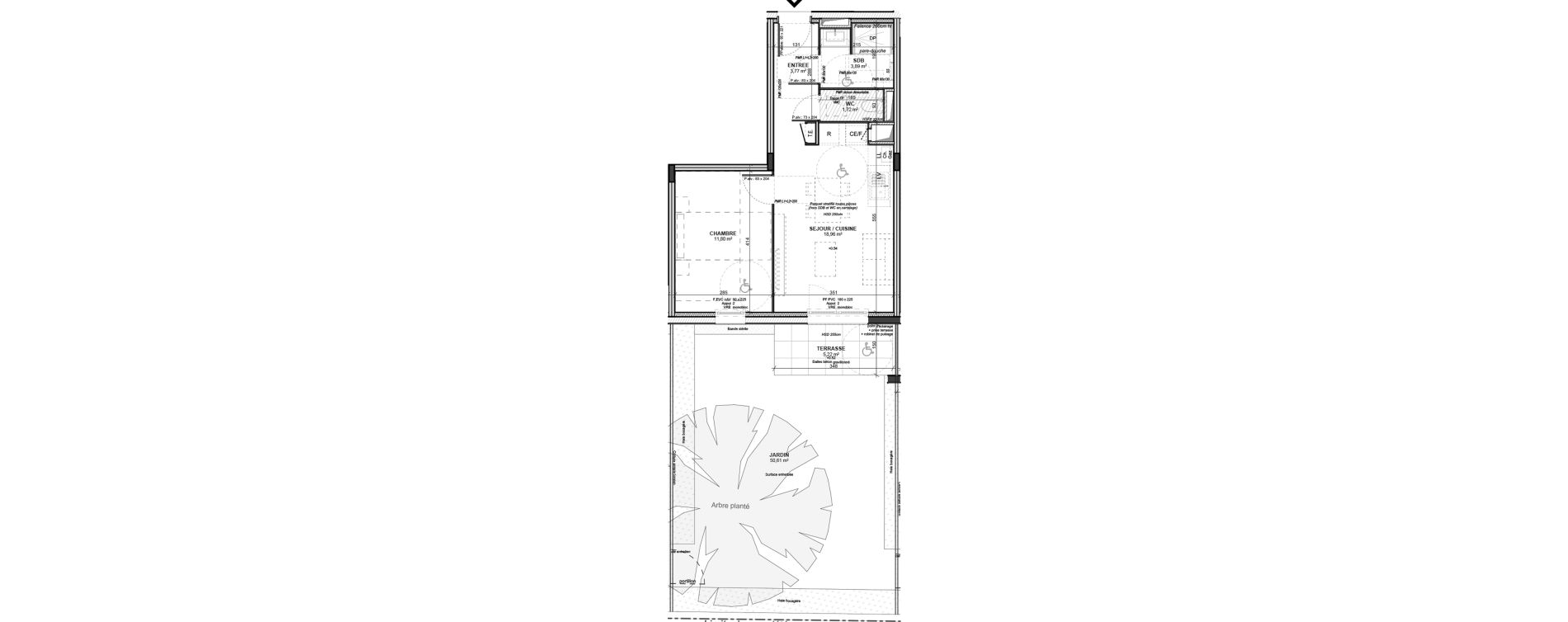 Appartement T2 de 40,14 m2 &agrave; Saint-Bonnet-De-Mure Centre