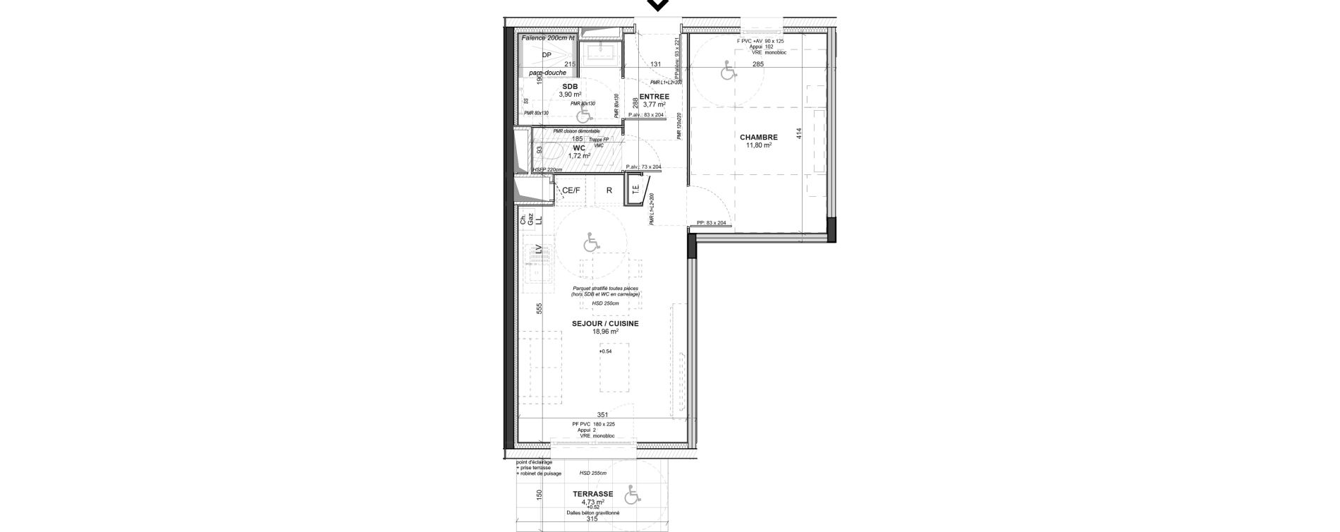 Appartement T2 de 40,15 m2 &agrave; Saint-Bonnet-De-Mure Centre