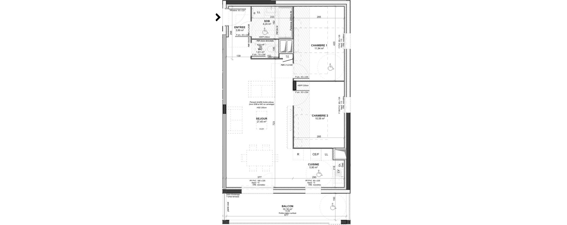 Appartement T3 de 65,61 m2 &agrave; Saint-Bonnet-De-Mure Centre