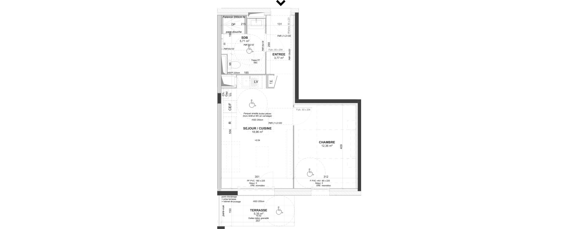 Appartement T2 de 40,80 m2 &agrave; Saint-Bonnet-De-Mure Centre