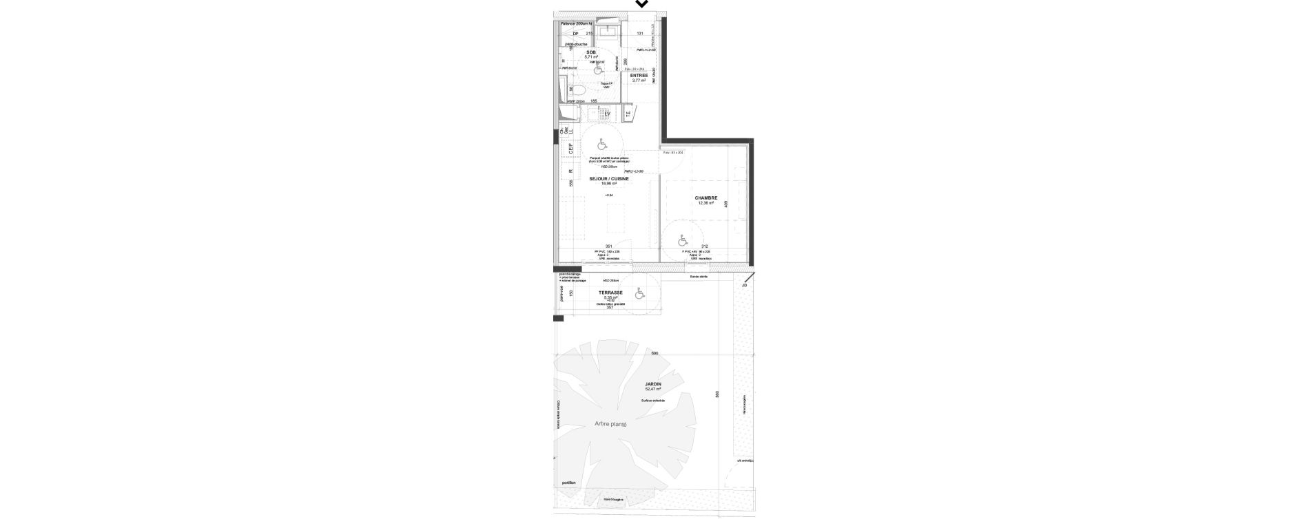 Appartement T2 de 40,80 m2 &agrave; Saint-Bonnet-De-Mure Centre