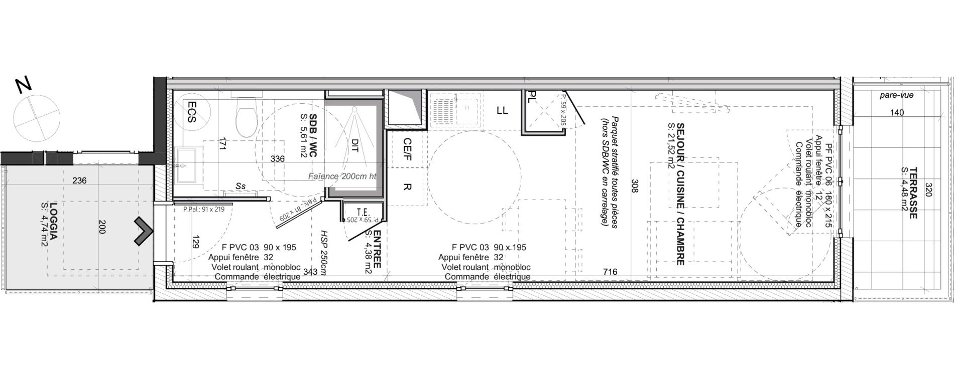 Appartement T1 de 31,51 m2 &agrave; Saint-Bonnet-De-Mure Centre