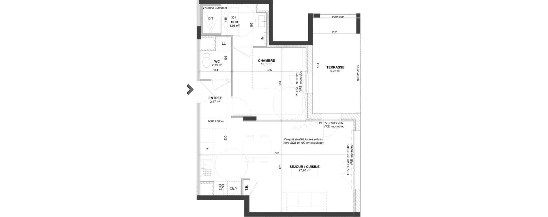 Appartement T2 de 48,51 m2 &agrave; Saint-Bonnet-De-Mure Centre