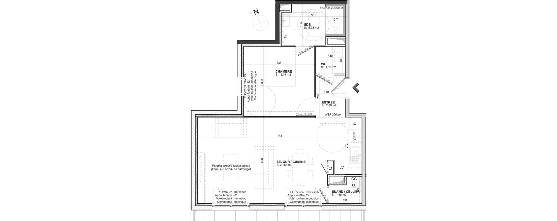 Appartement T2 de 52,57 m2 &agrave; Saint-Bonnet-De-Mure Centre