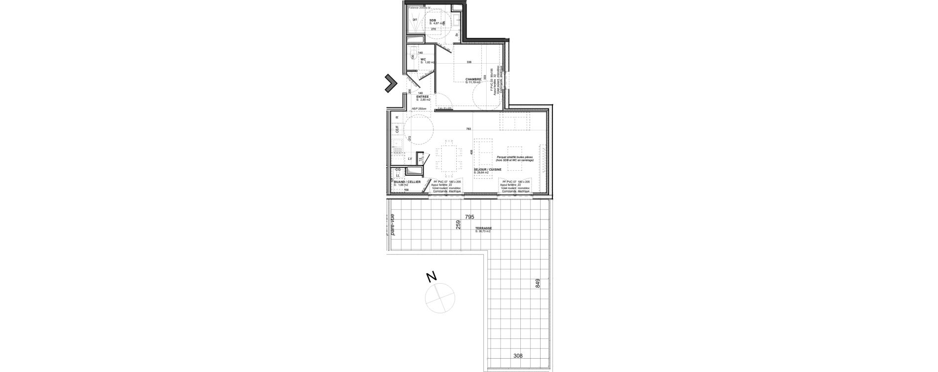 Appartement T2 de 52,03 m2 &agrave; Saint-Bonnet-De-Mure Centre