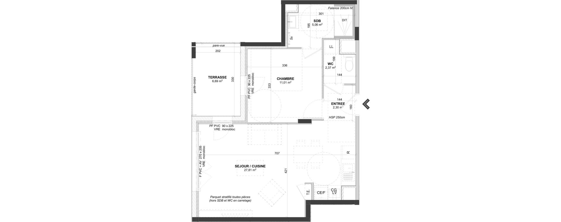 Appartement T2 de 48,55 m2 &agrave; Saint-Bonnet-De-Mure Centre