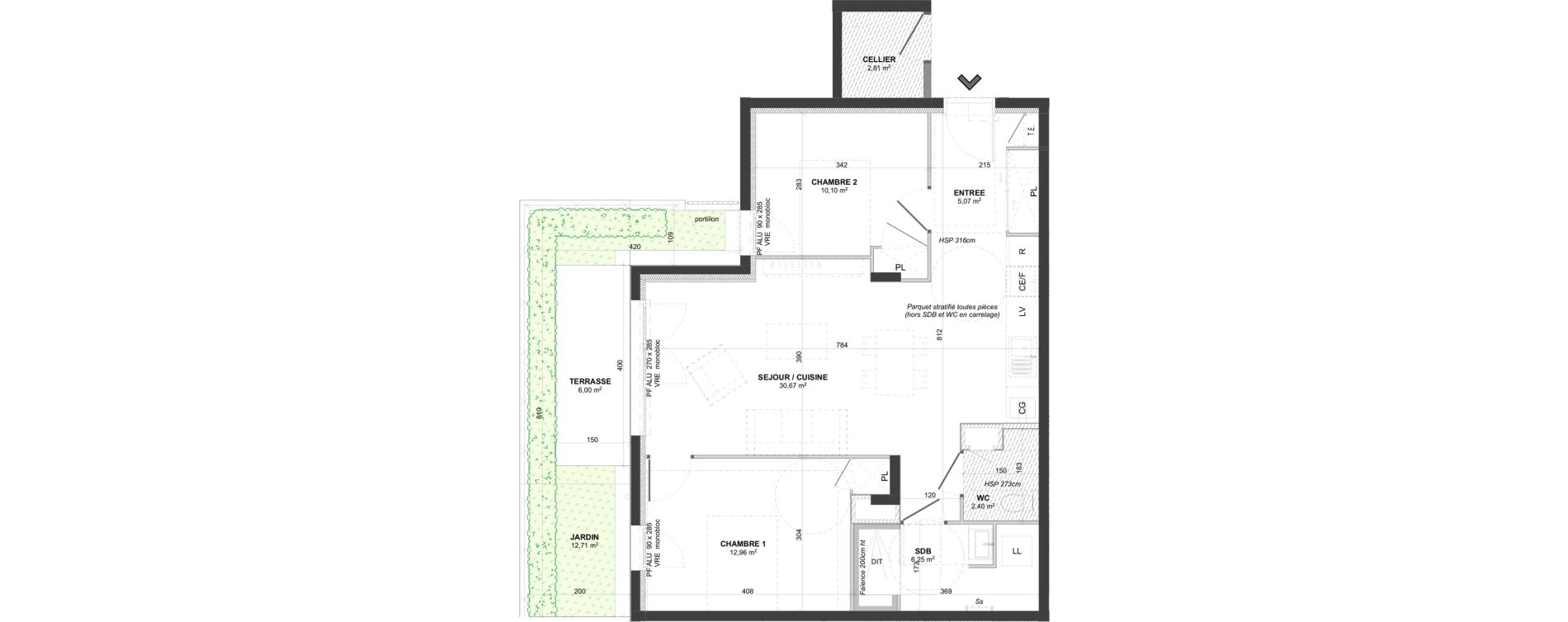 Appartement T3 de 70,26 m2 &agrave; Saint-Bonnet-De-Mure Centre