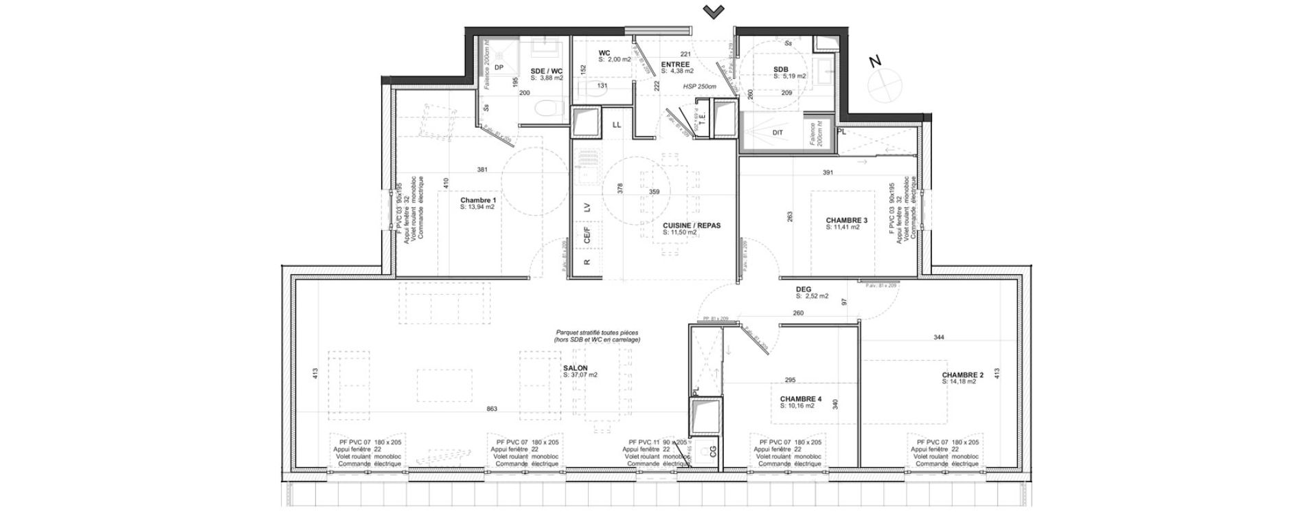 Appartement T5 de 113,71 m2 &agrave; Saint-Bonnet-De-Mure Centre