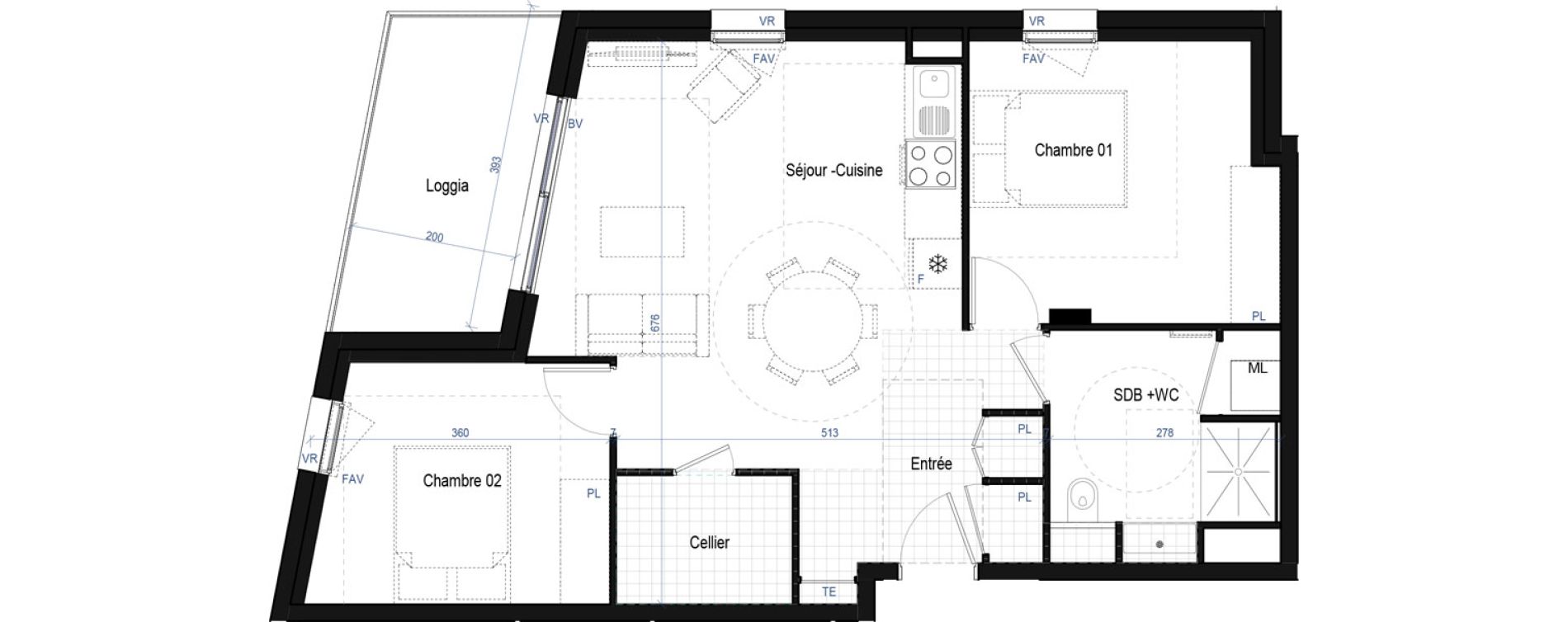 Appartement T3 de 61,51 m2 &agrave; Saint-Bonnet-De-Mure Centre