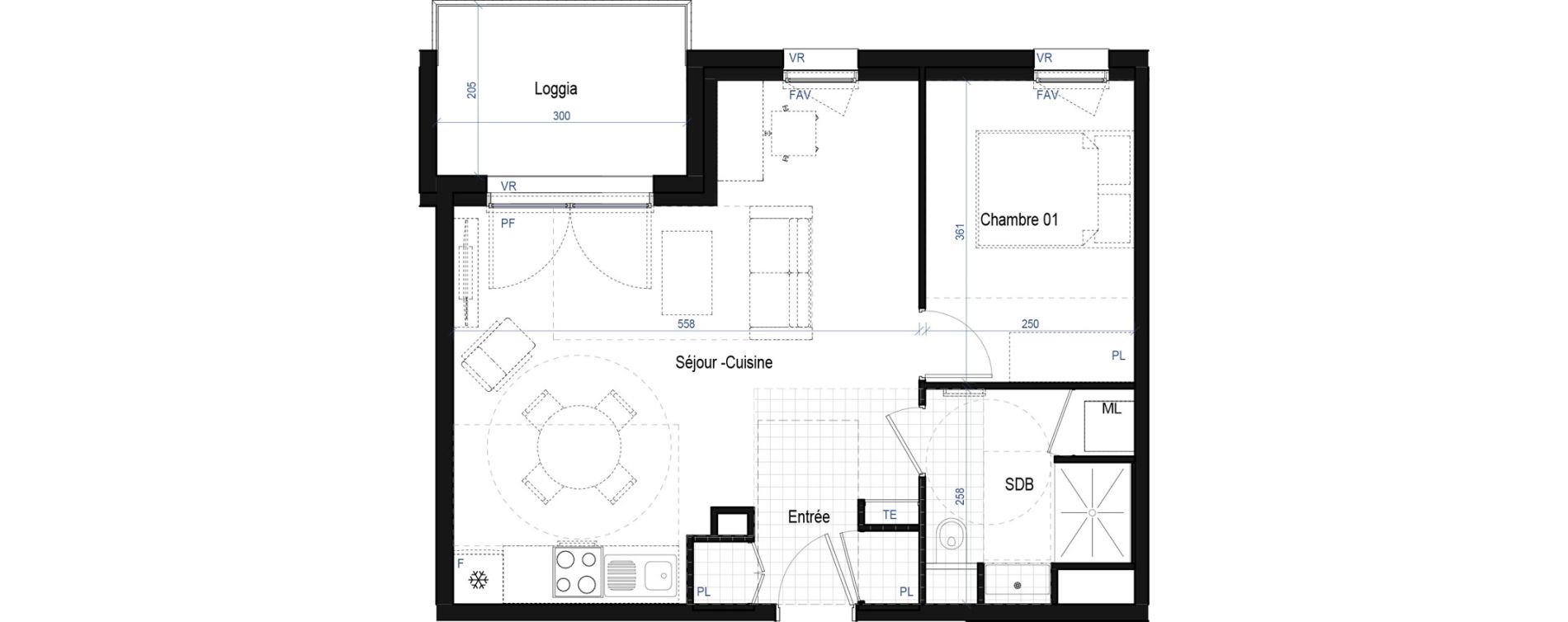 Appartement T2 de 44,78 m2 &agrave; Saint-Bonnet-De-Mure Centre