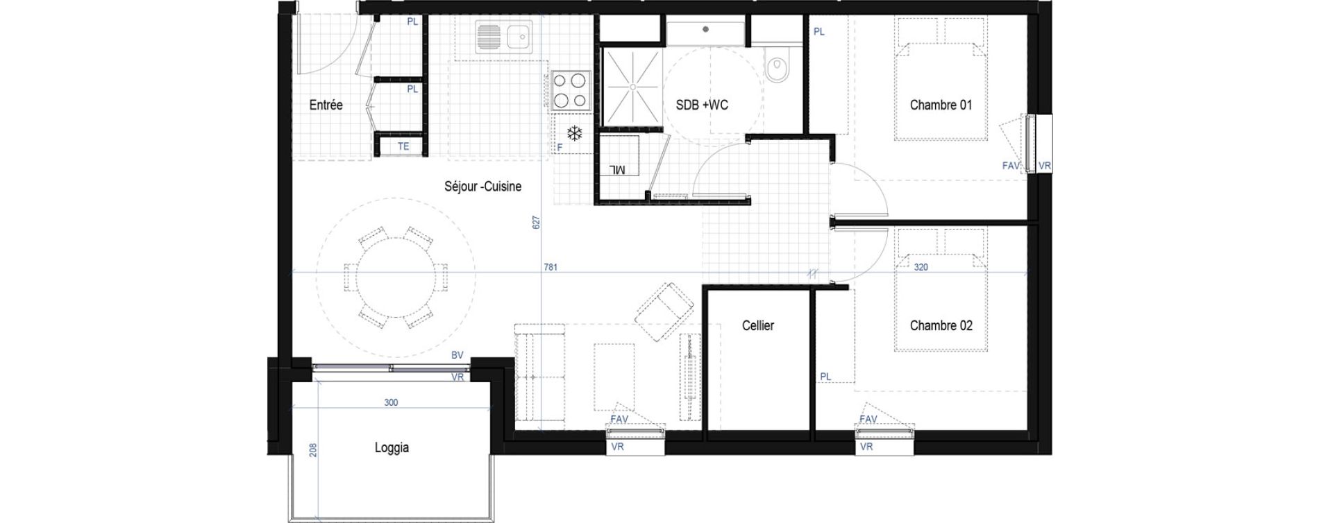 Appartement T3 de 63,32 m2 &agrave; Saint-Bonnet-De-Mure Centre