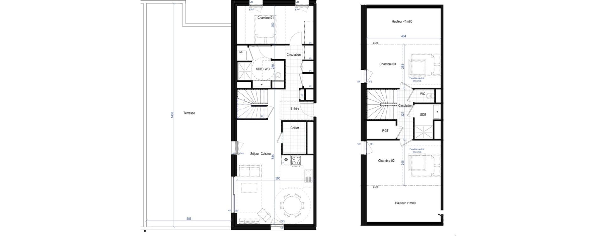 Duplex T4 de 104,01 m2 &agrave; Saint-Bonnet-De-Mure Centre