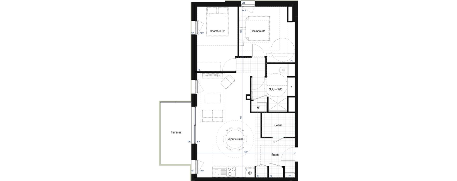 Appartement T3 de 65,88 m2 &agrave; Saint-Bonnet-De-Mure Centre