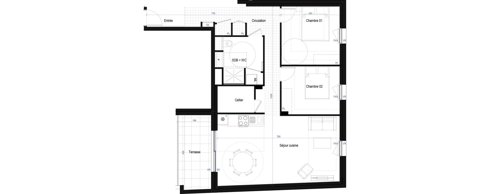 Appartement T3 de 75,82 m2 &agrave; Saint-Bonnet-De-Mure Centre