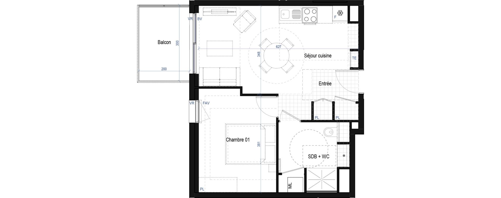 Appartement T2 de 43,35 m2 &agrave; Saint-Bonnet-De-Mure Centre