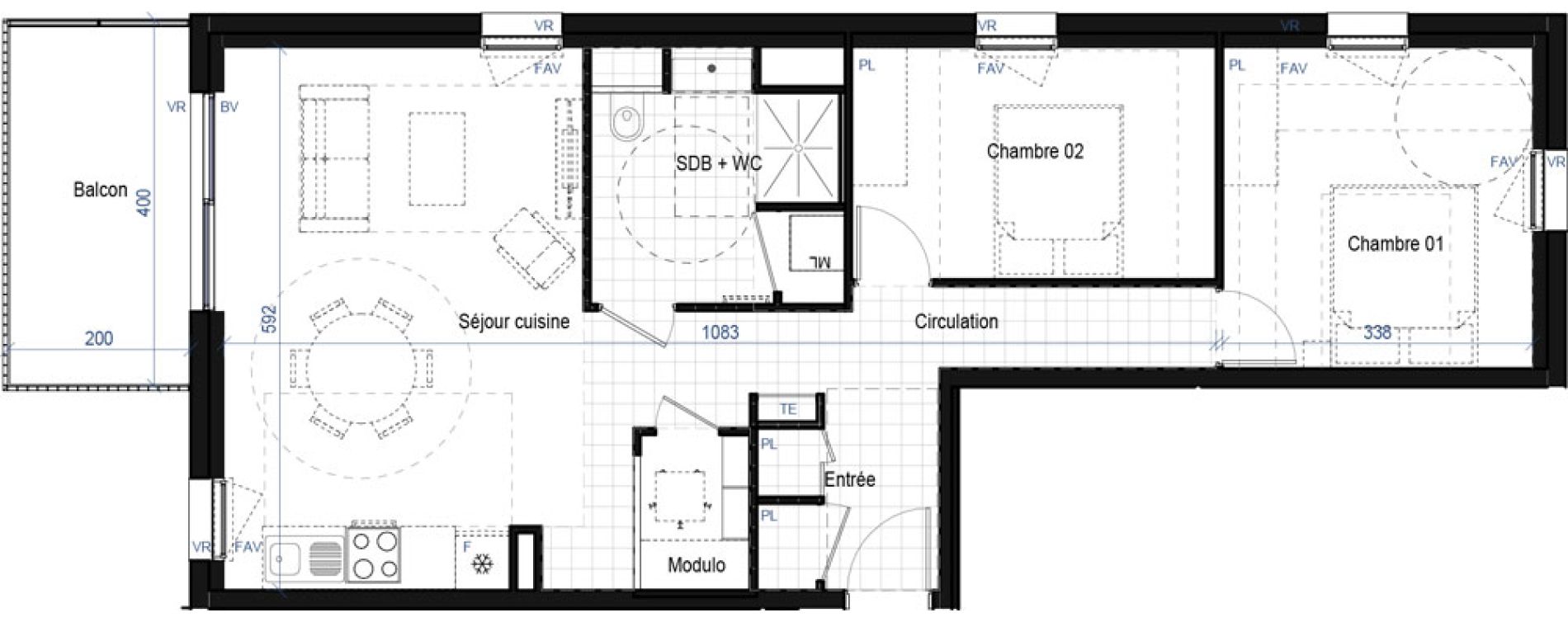 Appartement T3 de 66,39 m2 &agrave; Saint-Bonnet-De-Mure Centre