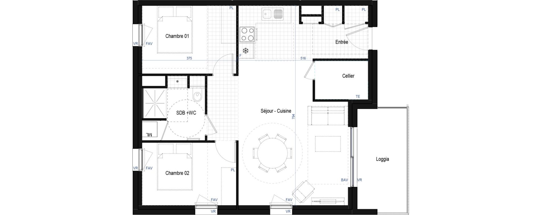 Appartement T3 de 65,38 m2 &agrave; Saint-Bonnet-De-Mure Centre