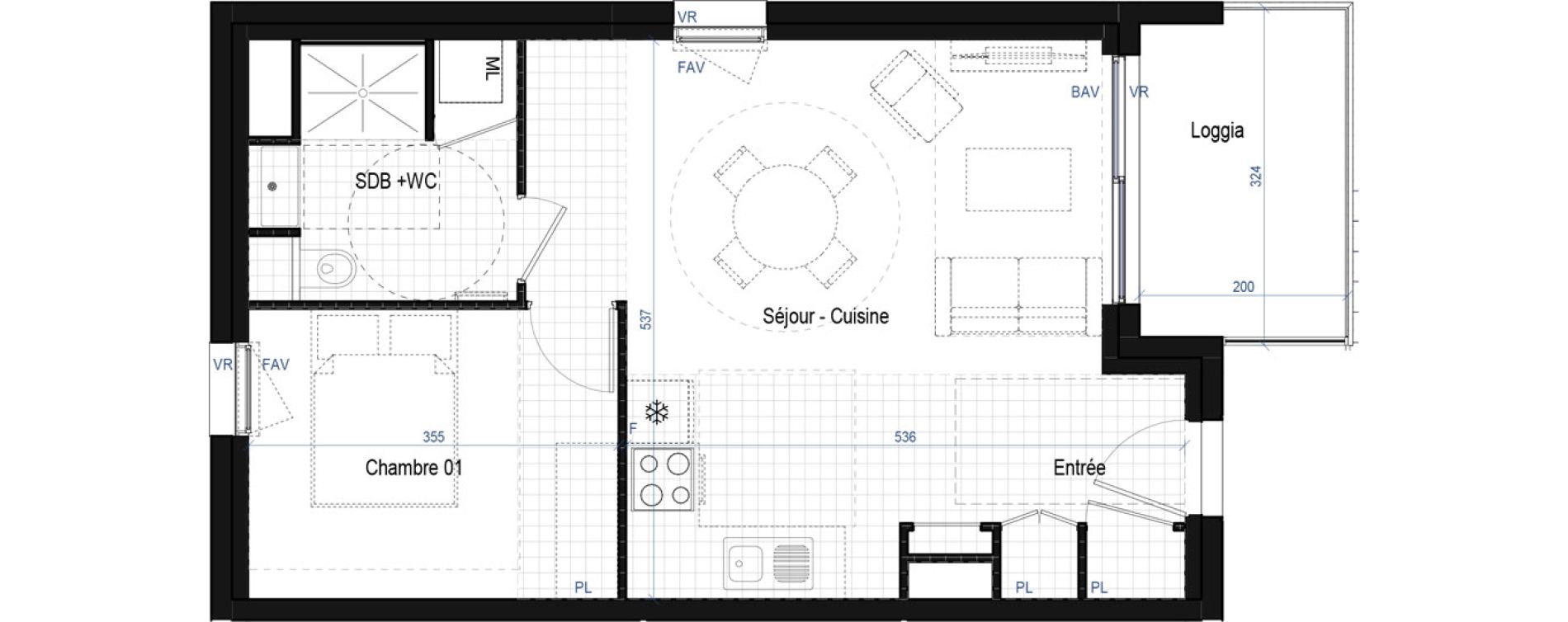 Appartement T2 de 43,88 m2 &agrave; Saint-Bonnet-De-Mure Centre