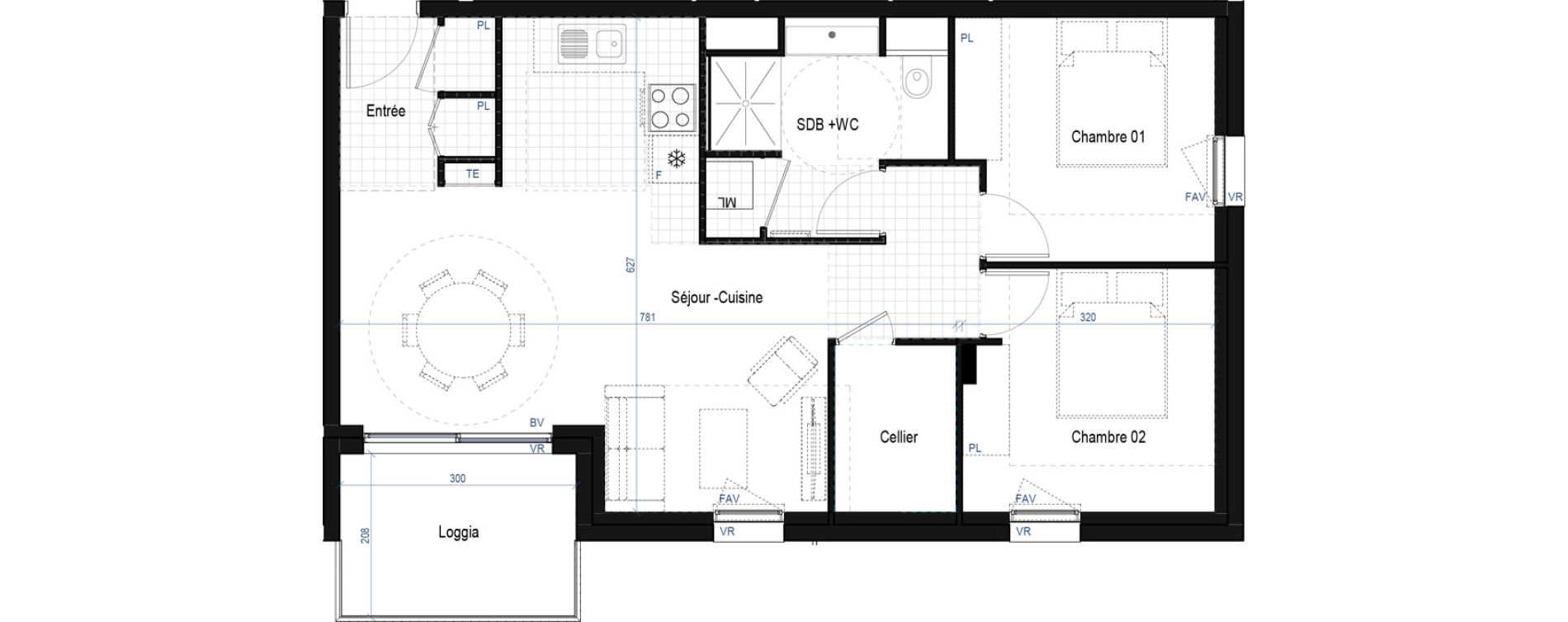 Appartement T3 de 63,23 m2 &agrave; Saint-Bonnet-De-Mure Centre