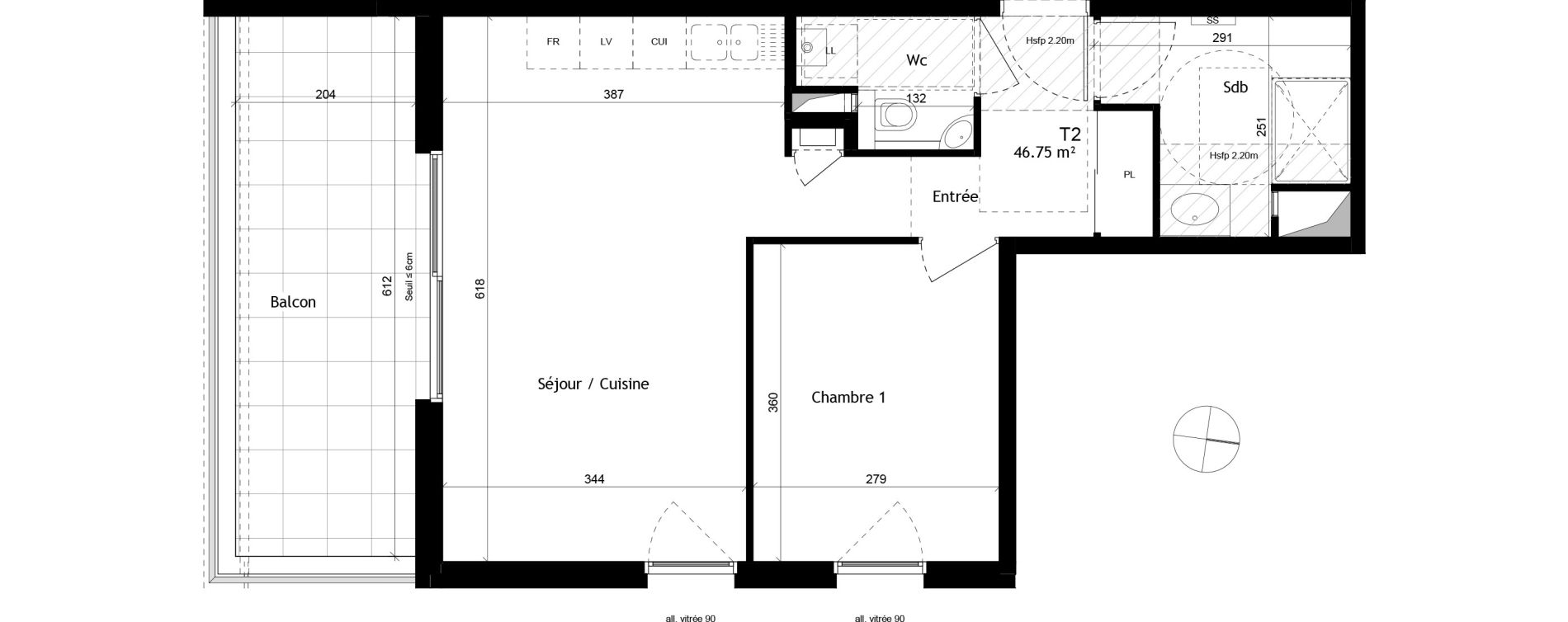 Appartement T2 de 48,19 m2 &agrave; Saint-Cyr-Au-Mont-D'Or Centre