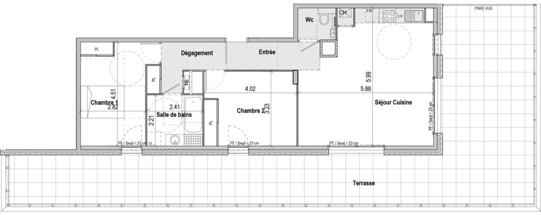 Appartement T3 de 74,60 m2 &agrave; Saint-Cyr-Au-Mont-D'Or Centre