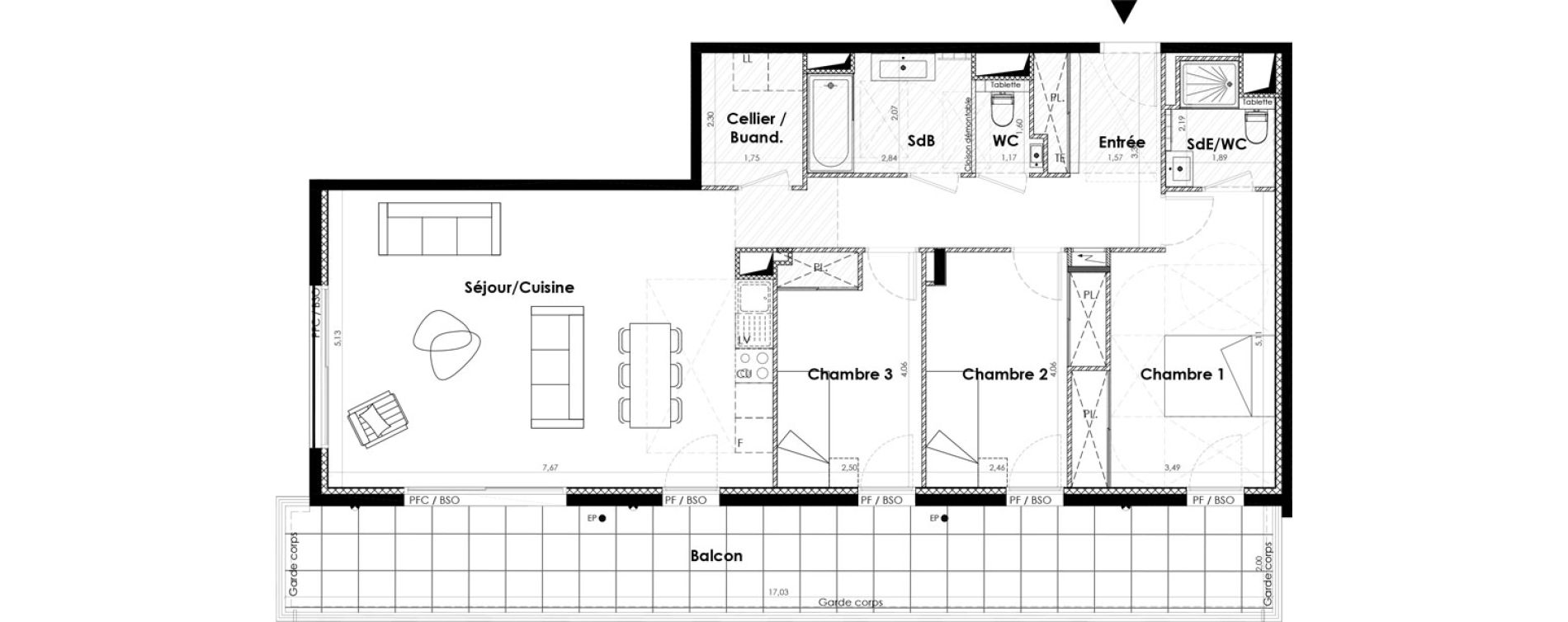 Appartement T4 de 101,85 m2 &agrave; Saint-Didier-Au-Mont-D'Or Centre