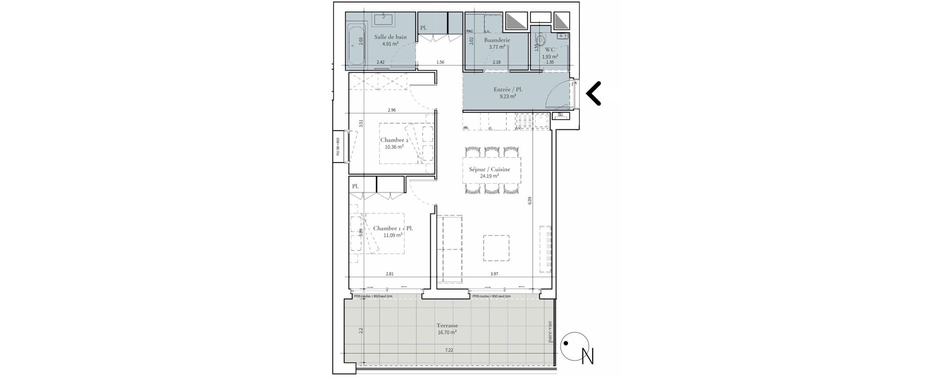 Appartement T3 de 65,48 m2 &agrave; Saint-Didier-Au-Mont-D'Or Centre