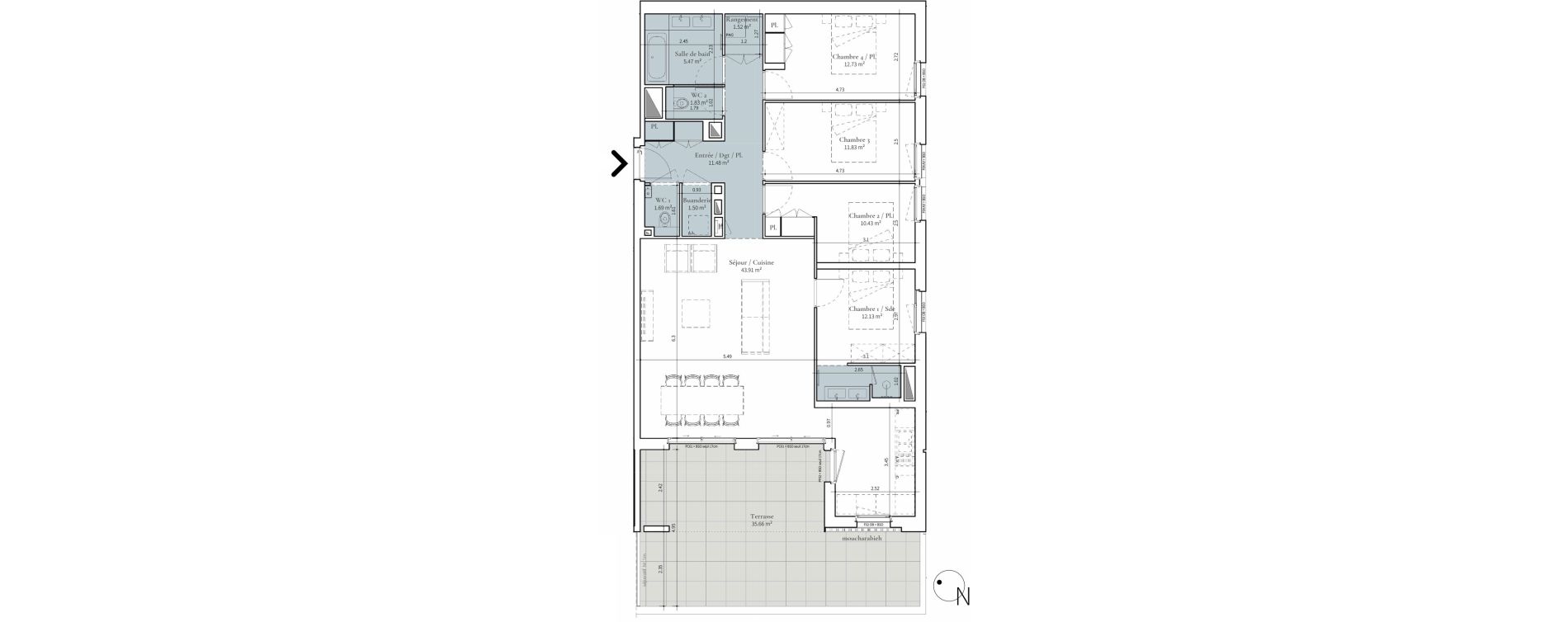 Appartement T5 de 114,52 m2 &agrave; Saint-Didier-Au-Mont-D'Or Centre