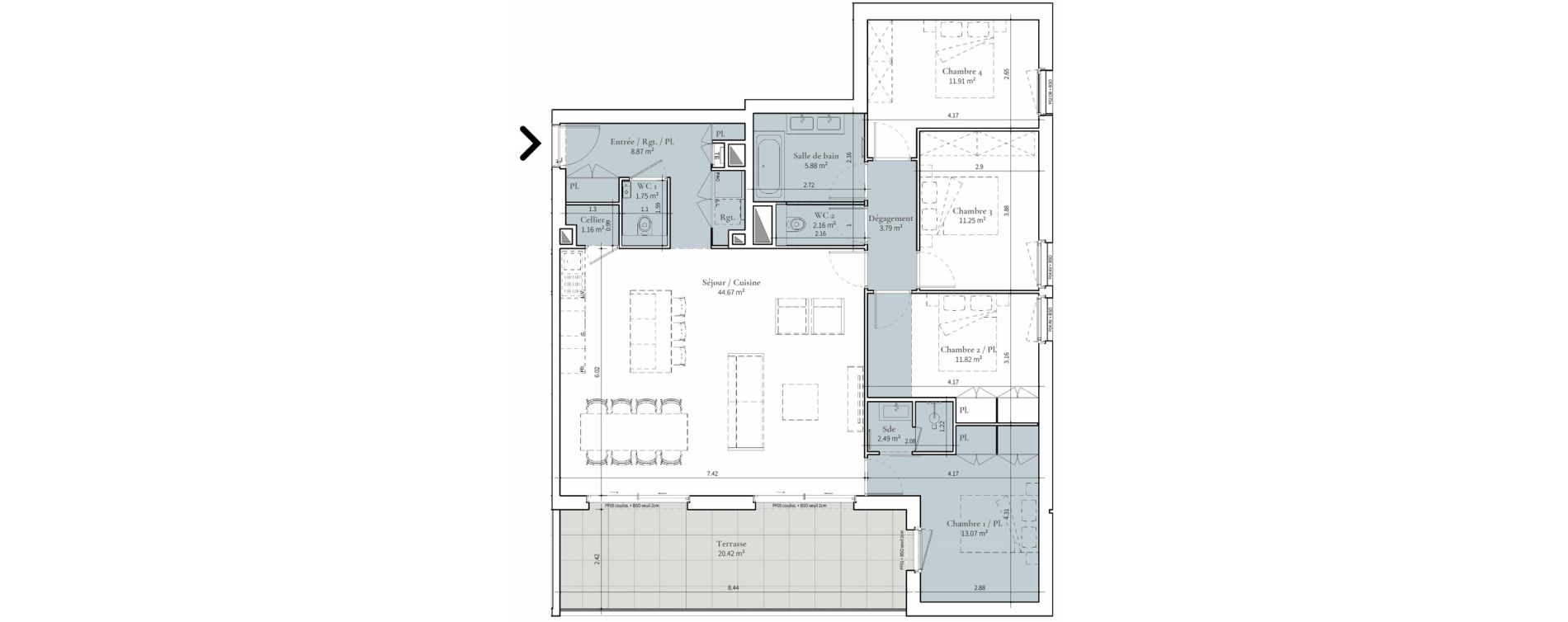 Appartement T5 de 118,82 m2 &agrave; Saint-Didier-Au-Mont-D'Or Centre