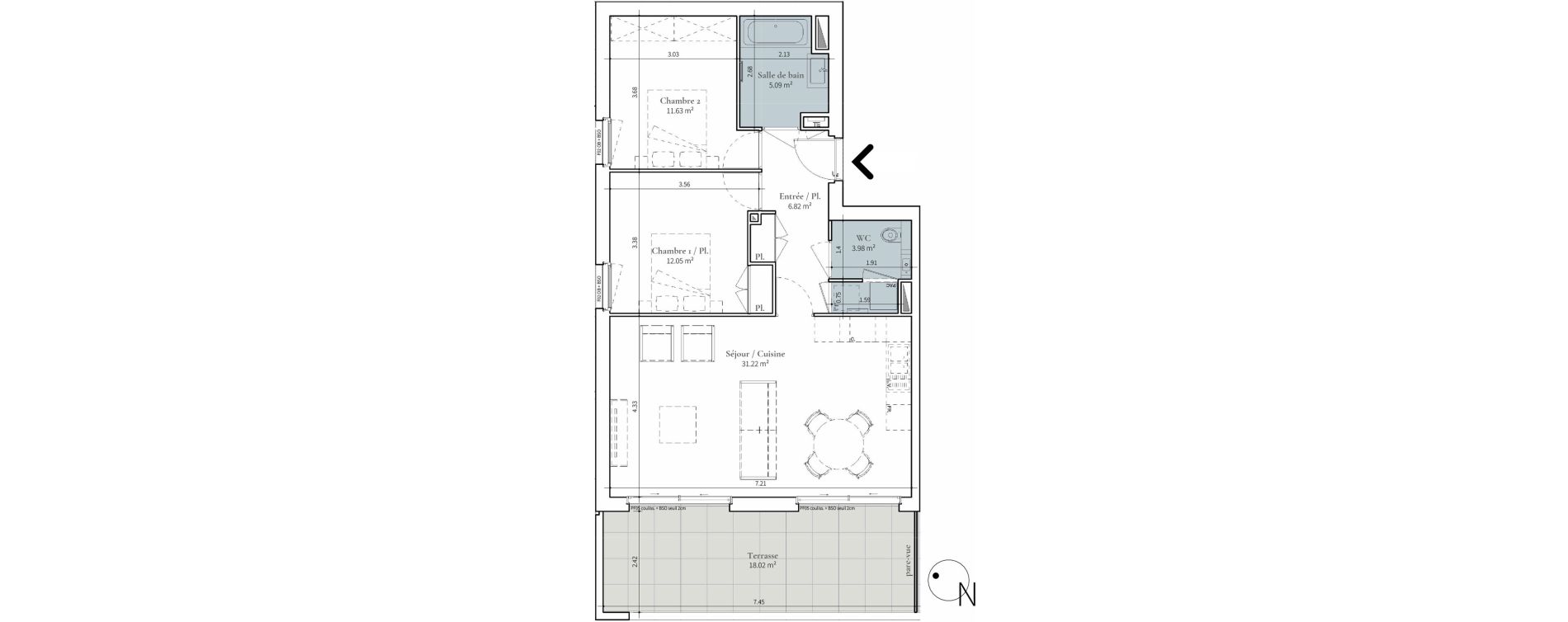 Appartement T3 de 70,79 m2 &agrave; Saint-Didier-Au-Mont-D'Or Centre