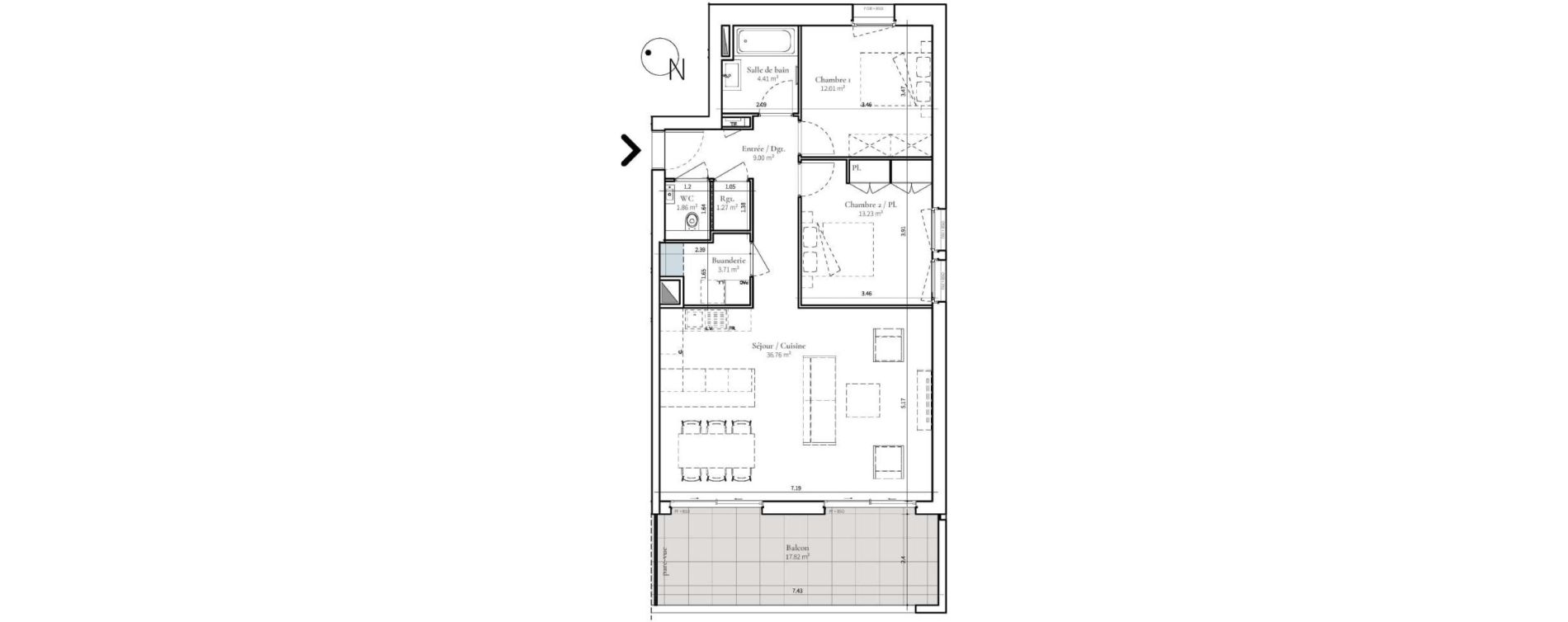 Appartement T3 de 82,25 m2 &agrave; Saint-Didier-Au-Mont-D'Or Centre