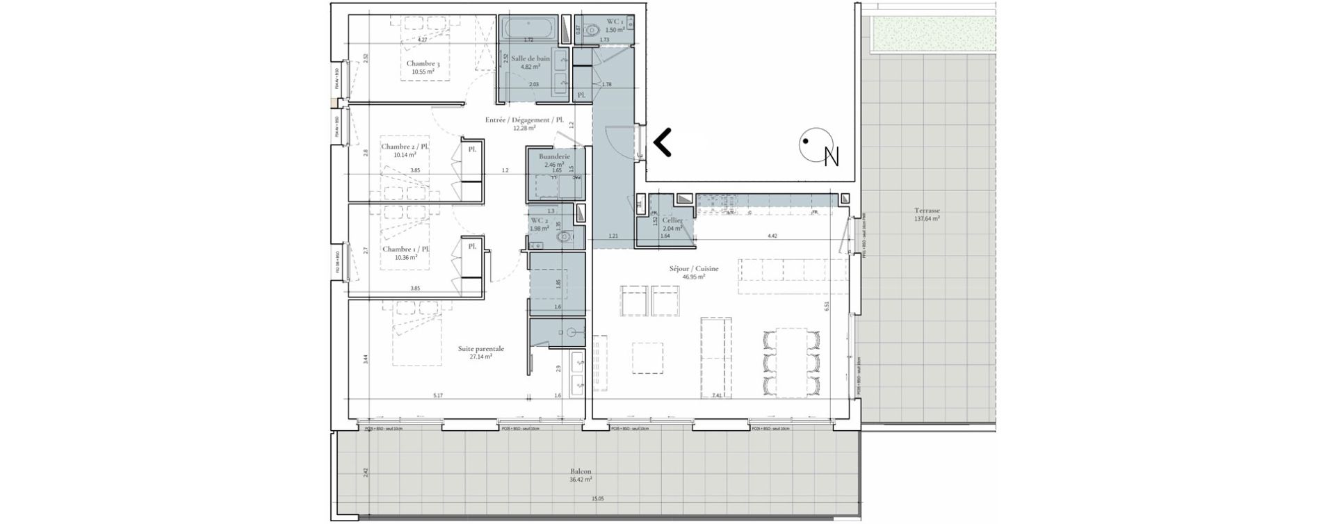 Appartement T5 de 130,22 m2 &agrave; Saint-Didier-Au-Mont-D'Or Centre