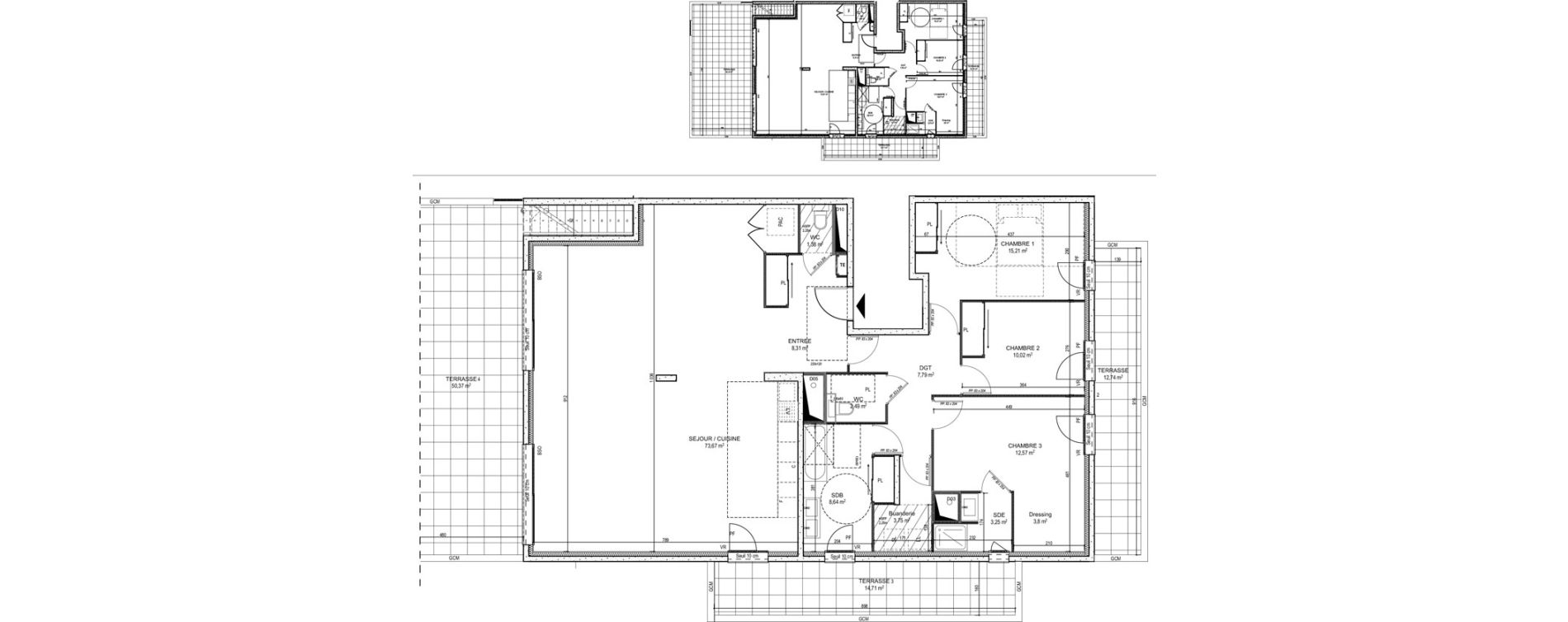 Duplex T4 de 150,88 m2 &agrave; Saint-Didier-Au-Mont-D'Or Centre