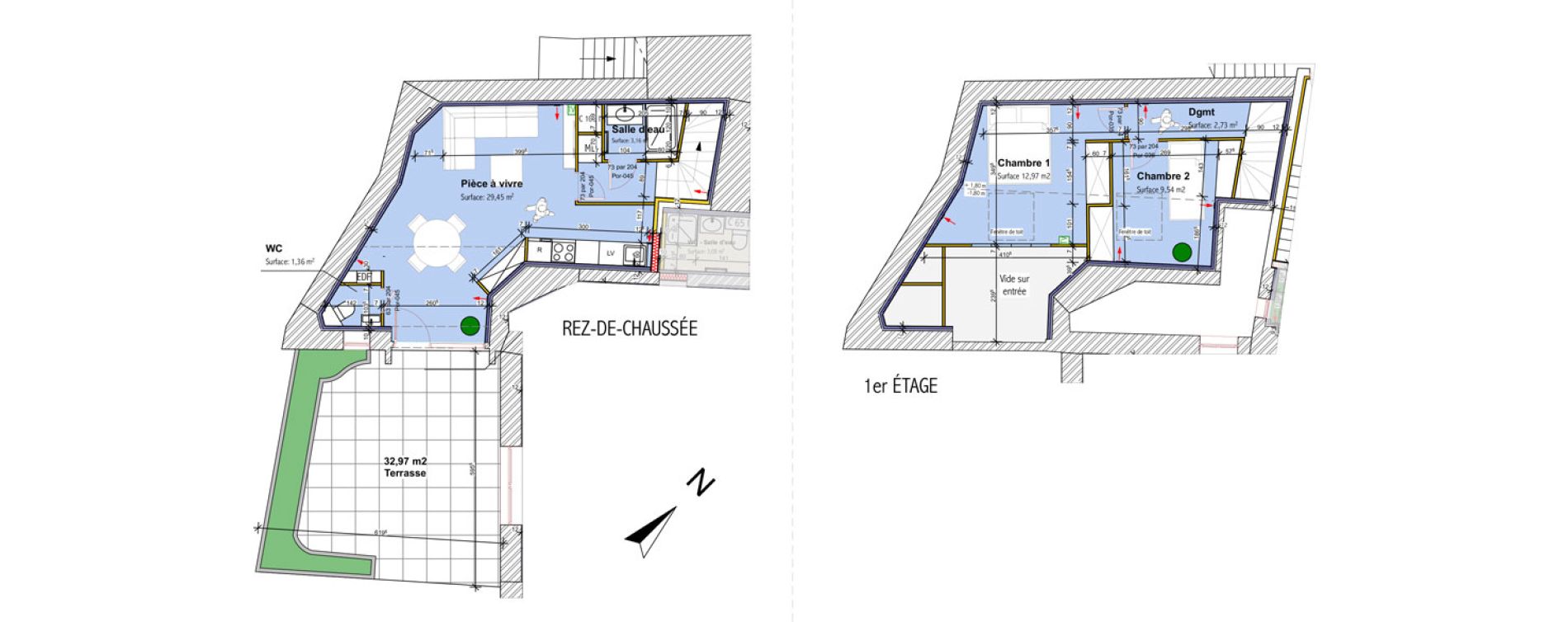 Duplex T3 de 51,85 m2 &agrave; Saint-Didier-Au-Mont-D'Or Centre
