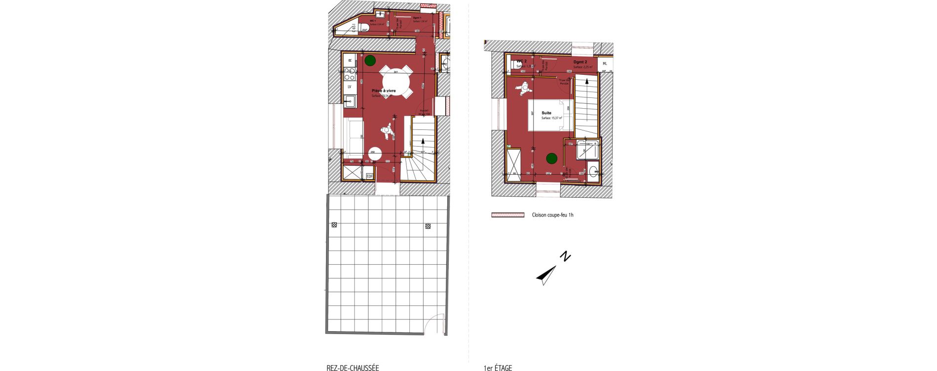 Duplex T2 de 41,42 m2 &agrave; Saint-Didier-Au-Mont-D'Or Centre