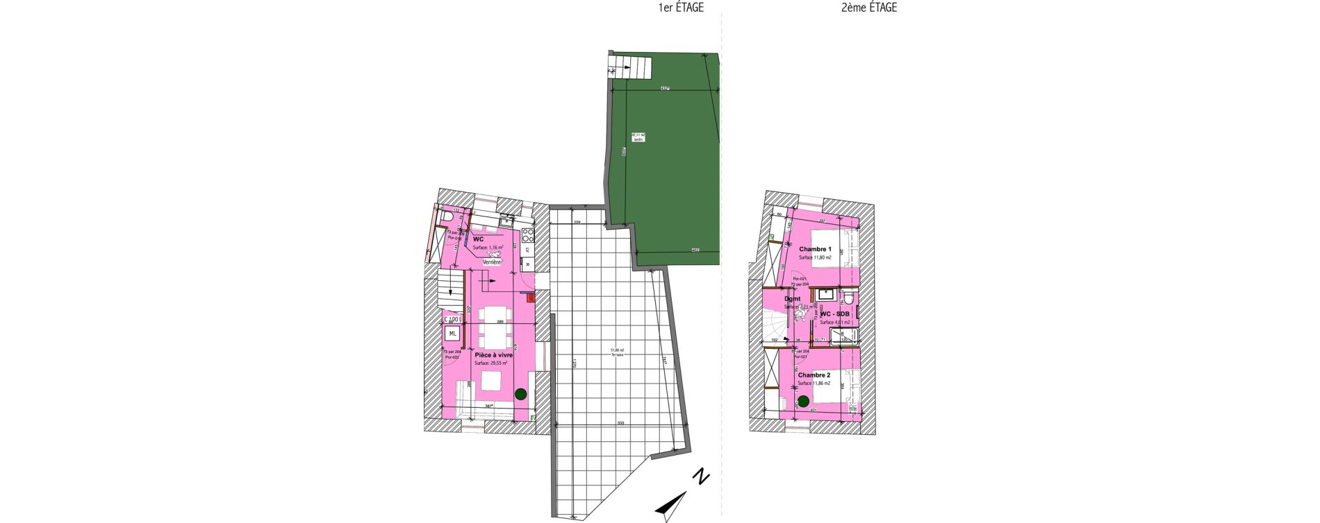 Duplex T3 de 58,62 m2 &agrave; Saint-Didier-Au-Mont-D'Or Centre