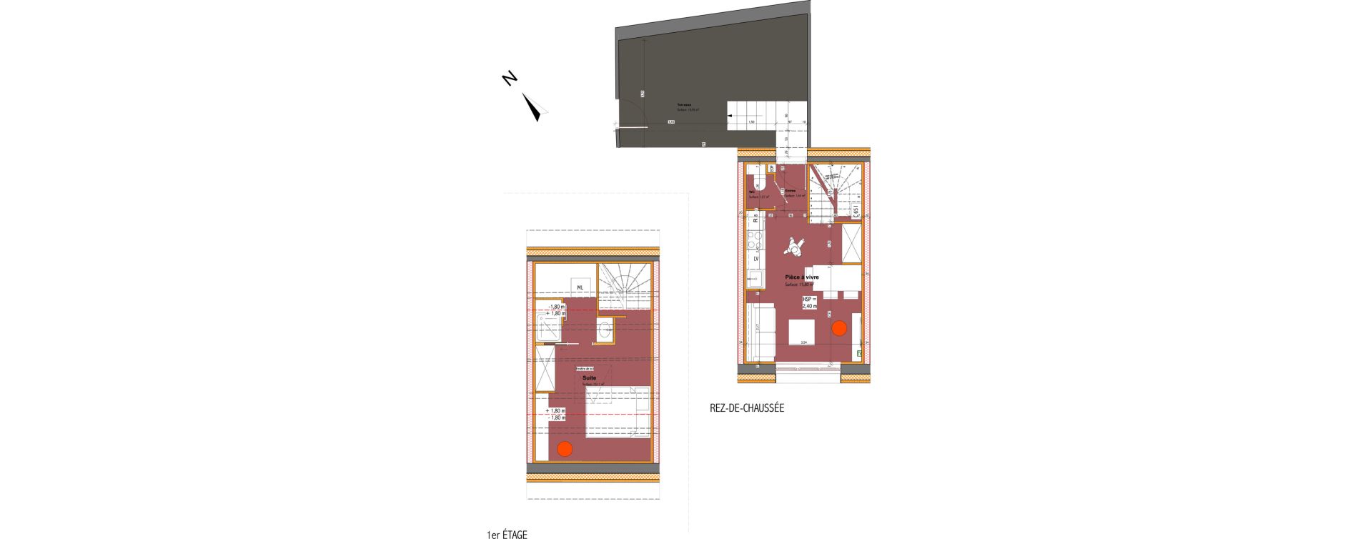 Duplex T2 de 29,66 m2 &agrave; Saint-Didier-Au-Mont-D'Or Centre
