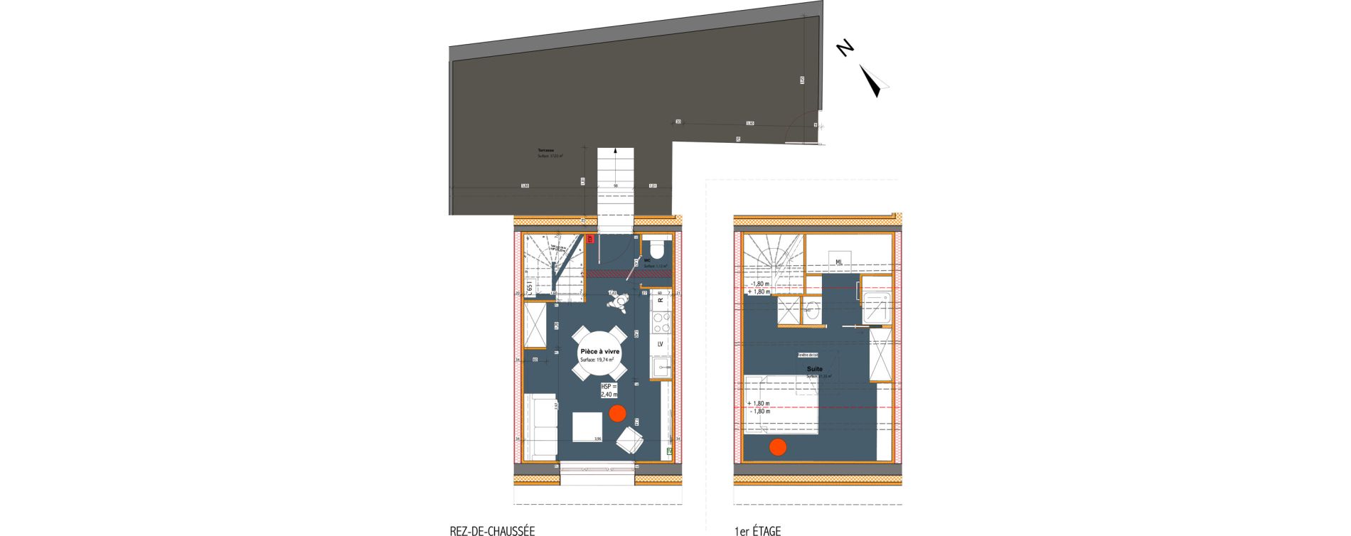 Duplex T2 de 33,23 m2 &agrave; Saint-Didier-Au-Mont-D'Or Centre