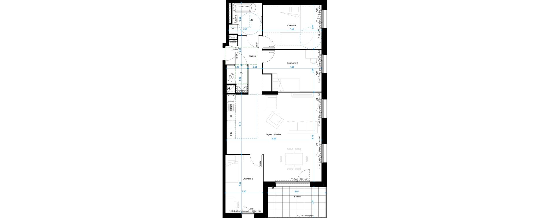 Appartement T4 de 83,10 m2 &agrave; Saint-Fons Centre ville