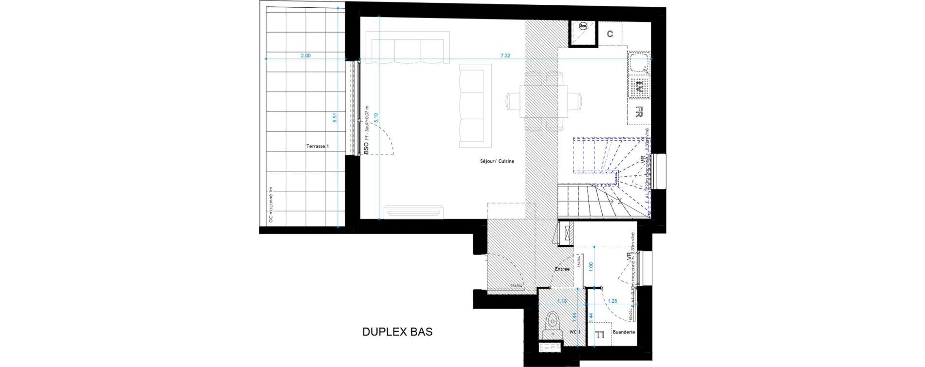 Duplex T3 de 73,78 m2 &agrave; Saint-Fons Centre ville