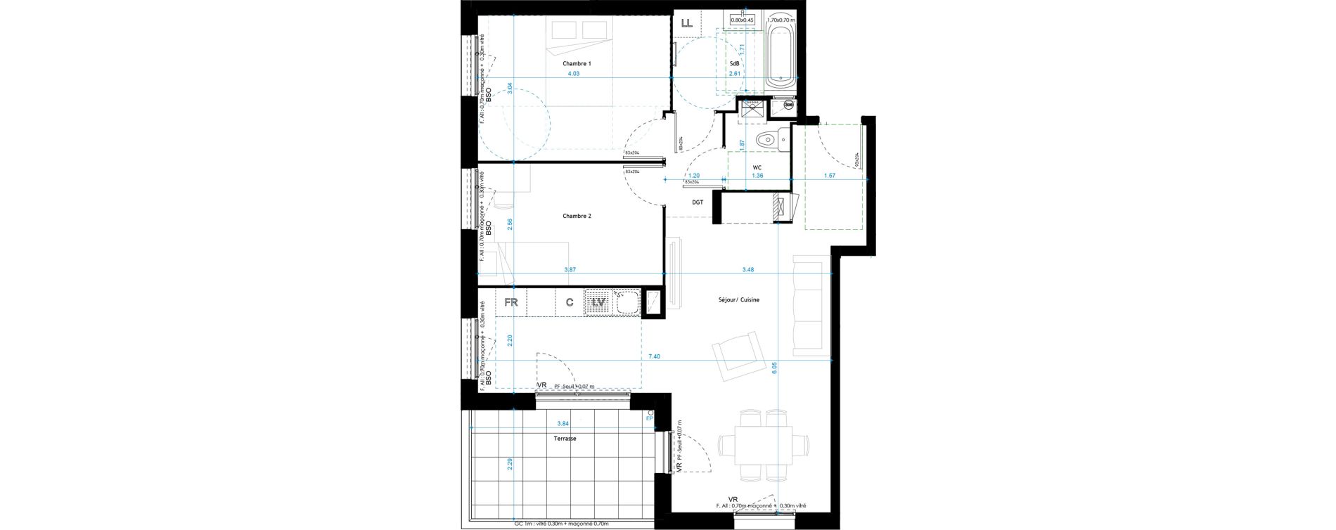 Appartement T3 de 65,44 m2 &agrave; Saint-Fons Centre ville