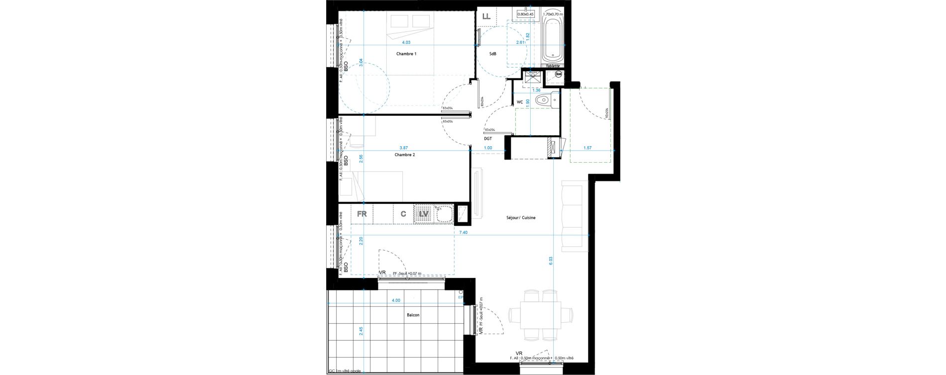 Appartement T3 de 65,57 m2 &agrave; Saint-Fons Centre ville