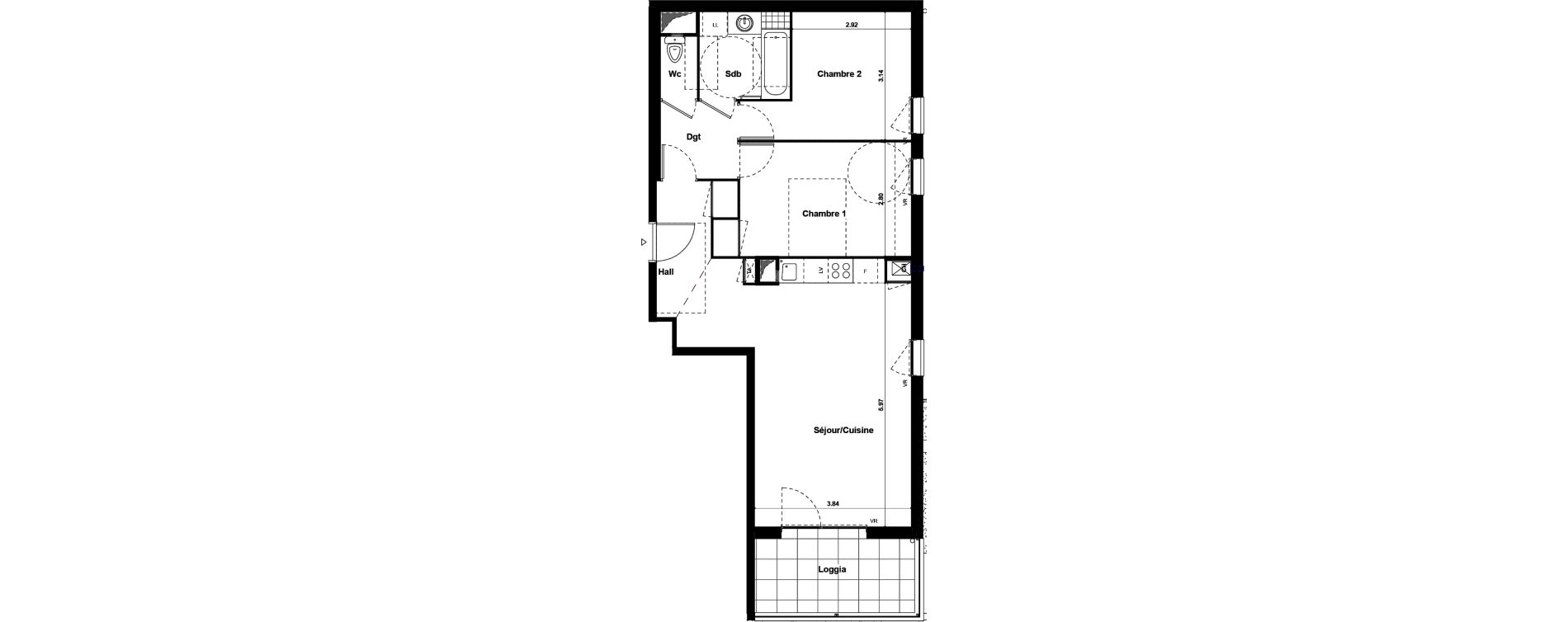 Appartement T3 de 65,08 m2 &agrave; Saint-Fons Centre